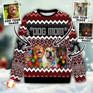 Ugly Sweatshirt All Over Print Custom Funny Dog Mom (Wine Color)