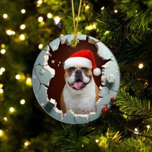 English Bulldog 3D Circle Ceramic Ornament