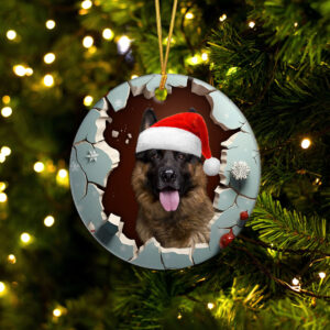 German Shepherd 3D Circle Ceramic Ornament