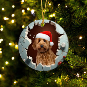 Labradoodle 3D Circle Ceramic Ornament
