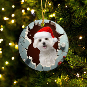 Maltese 3D Circle Ceramic Ornament