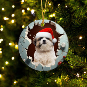 Shih Tzu 3D Circle Ceramic Ornament