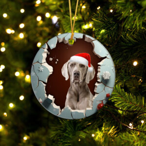 Weimaraner 3D Circle Ceramic Ornament