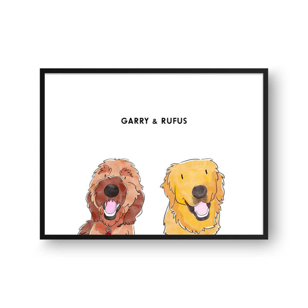 CustomPetPortrait_CrownandPaw_FramedPoster-Horizontal-Black_WatercolorPortrait_2_-2PETS-WhiteBG-Horizontal16x24_600x.jpg