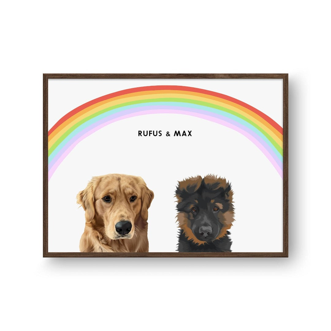 FramedPoster-Horizontal-Walnut_2Pets-Horizontal16x24-RainbowSoftWhiteBG.jpg
