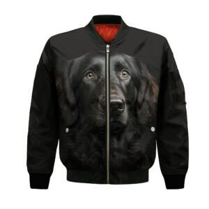 Flat Coated Retriever Ai - Unisex 3D Graphic Bomber Jacket