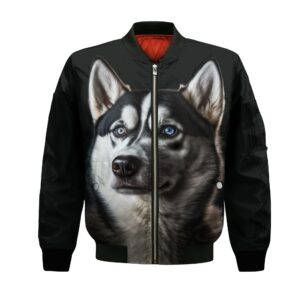 Husky Ai - Unisex 3D Graphic Bomber Jacket