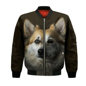 Icelandic Sheepdog Ai - Unisex 3D Graphic Bomber Jacket