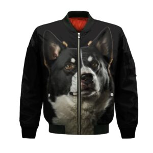 Karelian Bear Dog Ai - Unisex 3D Graphic Bomber Jacket