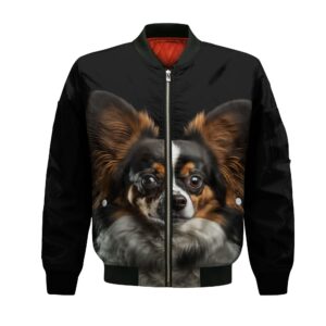 Papillon Dog Ai - Unisex 3D Graphic Bomber Jacket