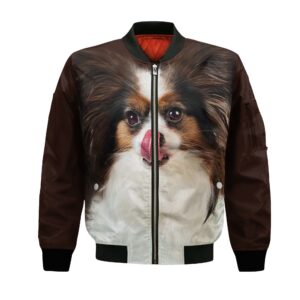 Papillon Dog - Unisex 3D Graphic Bomber Jacket