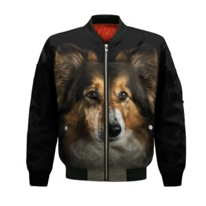 Shetland Sheepdog Ai - Unisex 3D Graphic Bomber Jacket