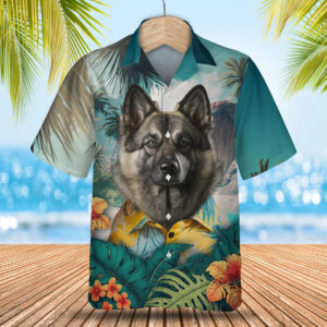 Norwegian Elkhound - 3D Tropical Hawaiian Shirt