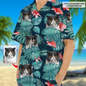 Personalized Photo Upload Cat Men'S Hawaiian Shirt