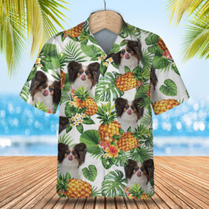 Papillon Dog - Tropical Pattern Hawaiian Shirt